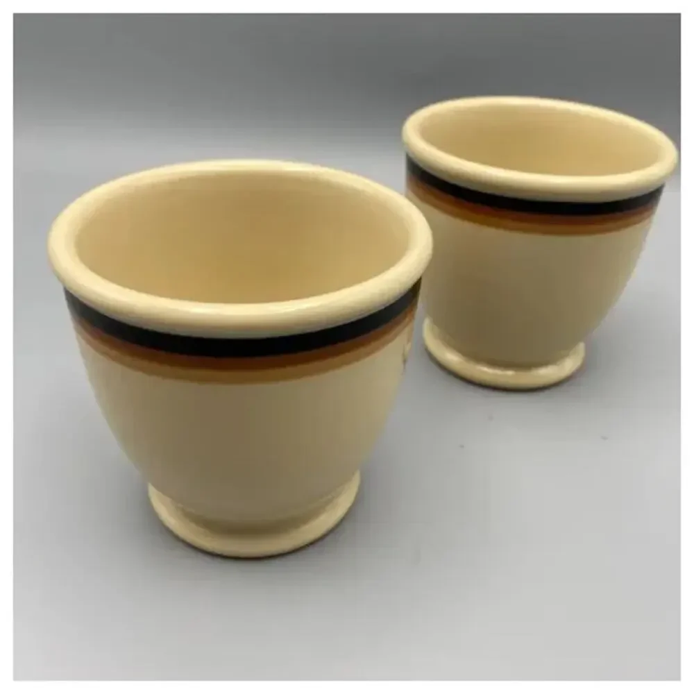 Vintage‎ Shenango Inca Ware Egg Custard Cups Set of 2 Three Bands